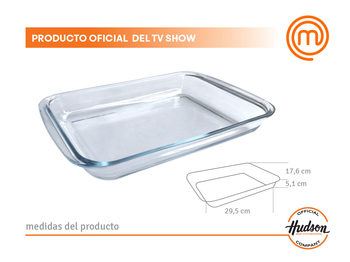 Asadera Hudson Vidrio Templado Rectangular Horno 29.5 Cm