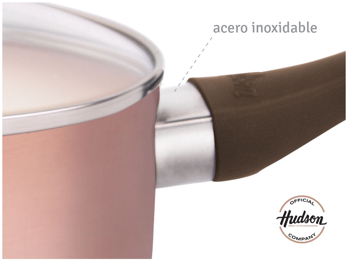 Bateria de Cocina 5 piezas Aluminio c/ Antiadherente Ceramico Cobre