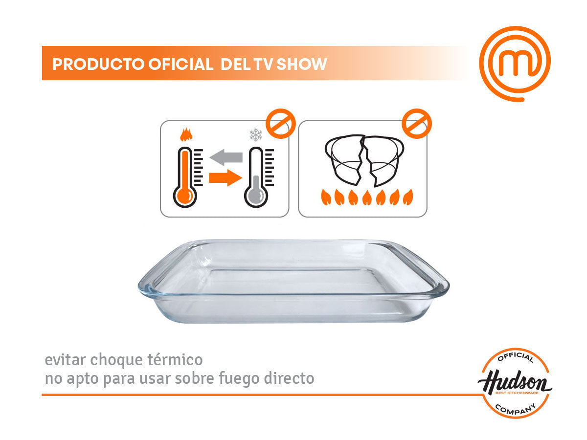 Asadera Hudson Vidrio Templado Rectangular Horno 29.5 Cm