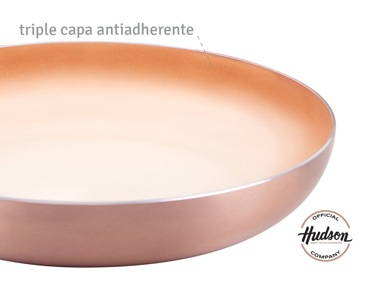 Bateria de Cocina 5 piezas Aluminio c/ Antiadherente Ceramico Cobre