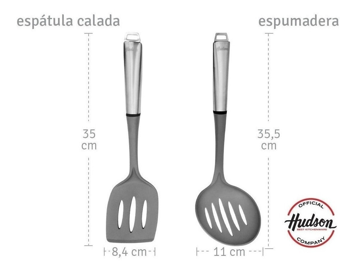 Set 6 Utensilios de Nylon y Acero c/ Organizador