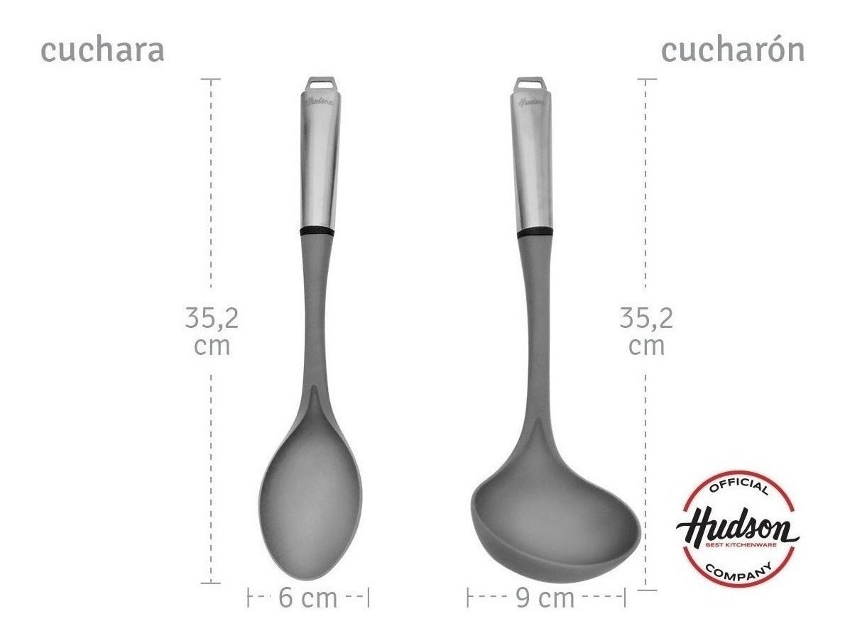Set 6 Utensilios de Nylon y Acero c/ Organizador