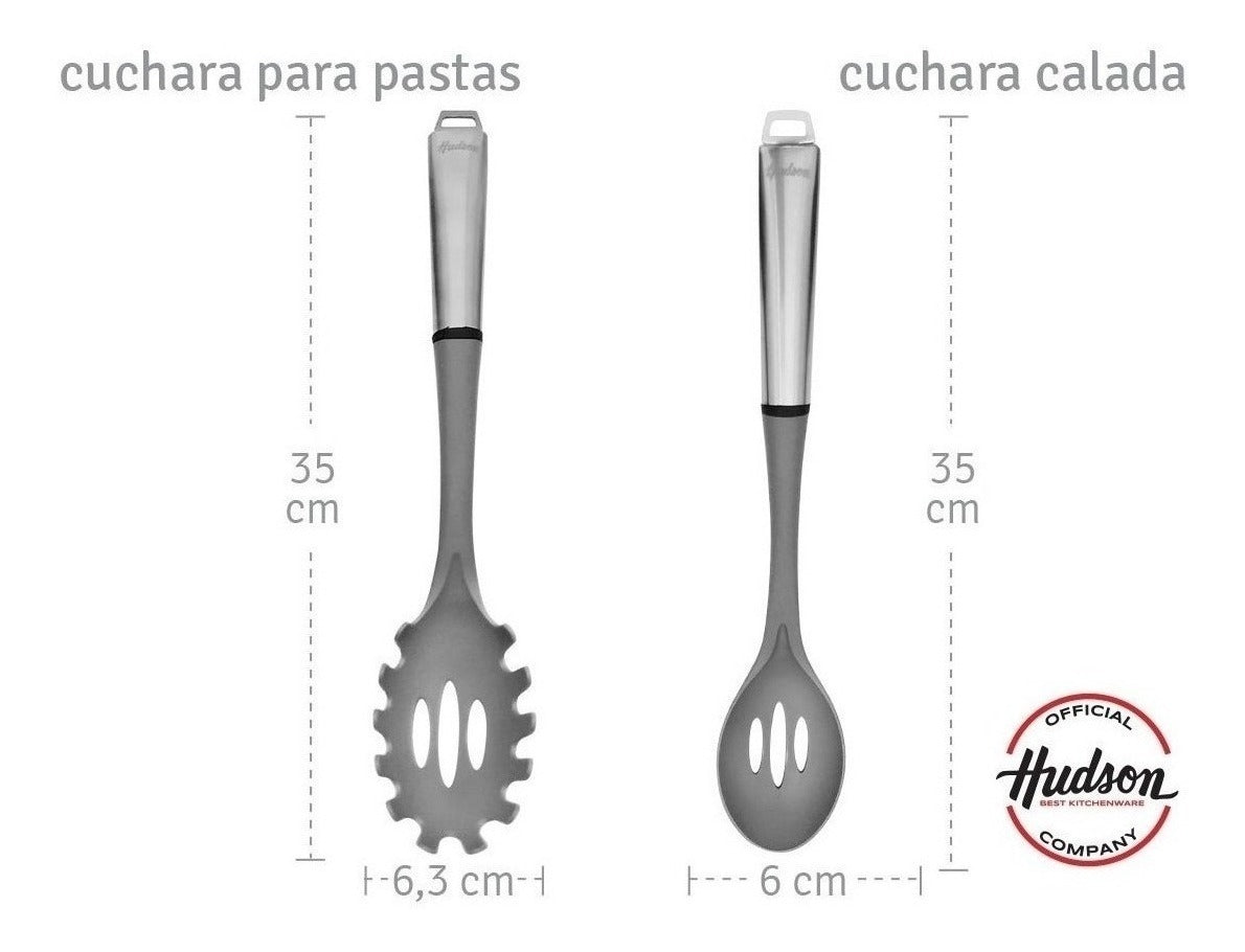 Set 6 Utensilios de Nylon y Acero c/ Organizador