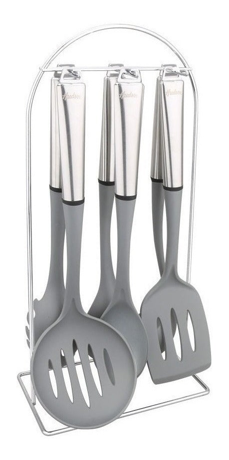 Set 6 Utensilios de Nylon y Acero c/ Organizador