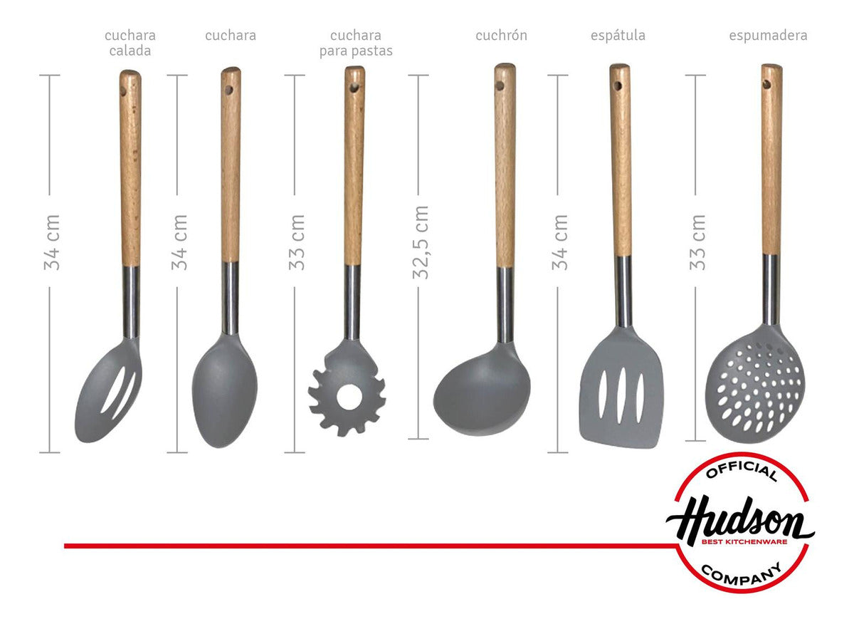 Juego De Menaje 6 Piezas Mango Madera Hudson