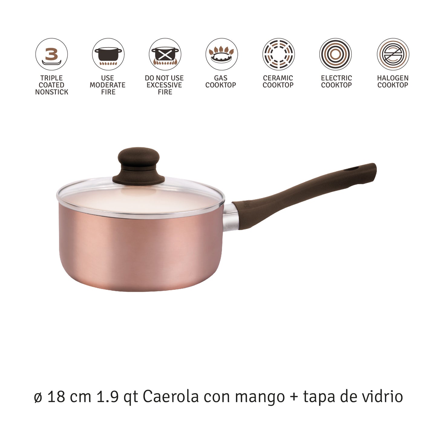Cacerola De Aluminio Hudson Con Antiadherente Ceramico 18 Cm