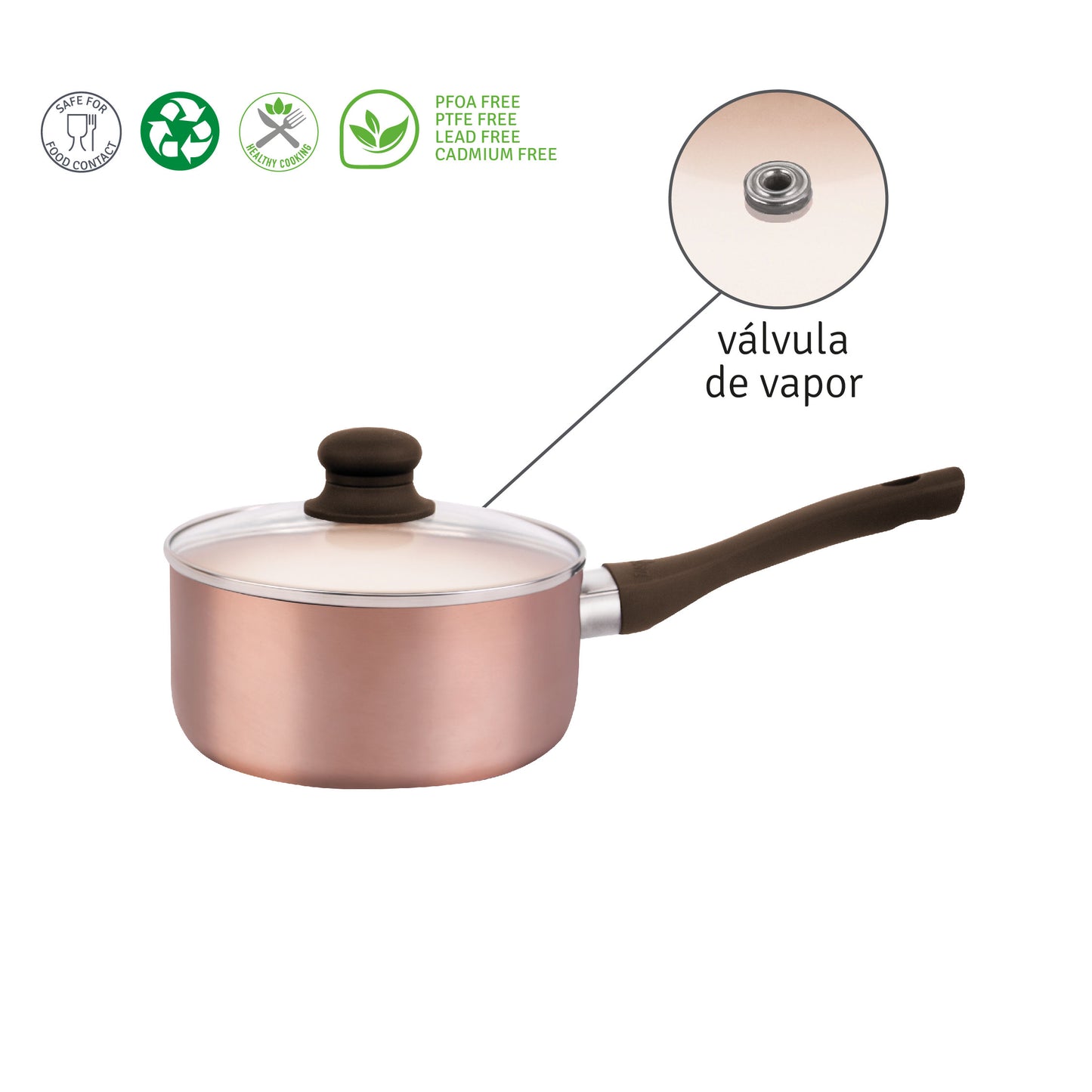 Cacerola De Aluminio Hudson Con Antiadherente Ceramico 18 Cm