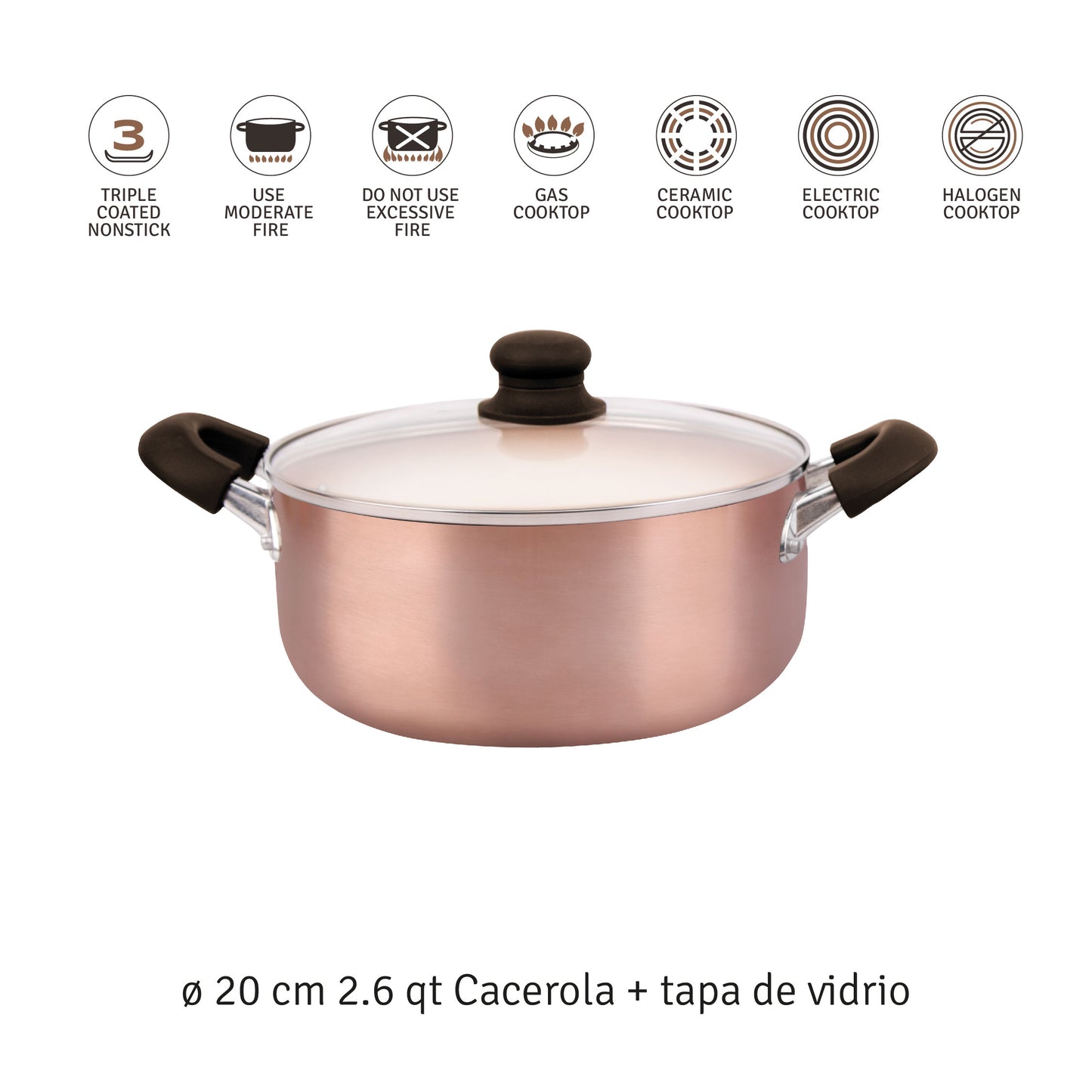 Cacerola Antiadherente Ceramico Hudson 20 Cm