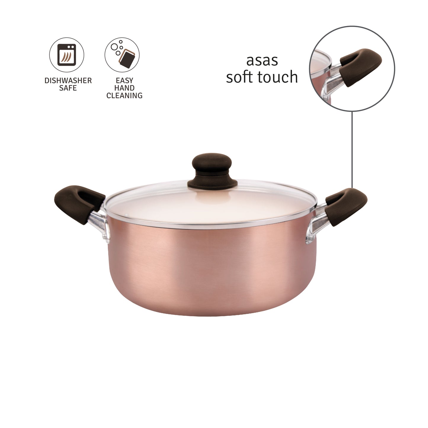 Cacerola Aluminio 24 cm c/ Antiadherente Ceramico Cobre