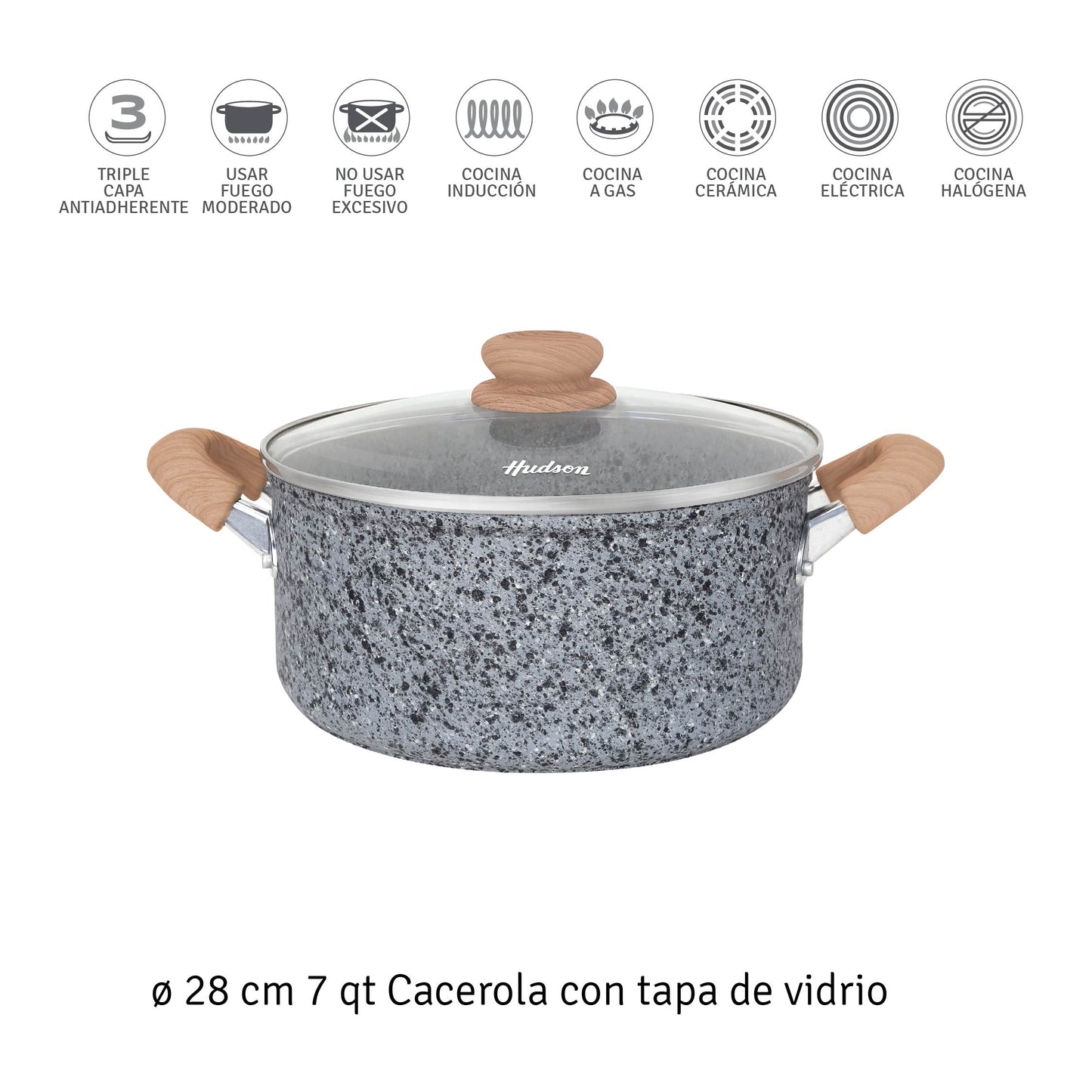 Cacerola Hudson Granito Stone Aluminio Forjado 28cm