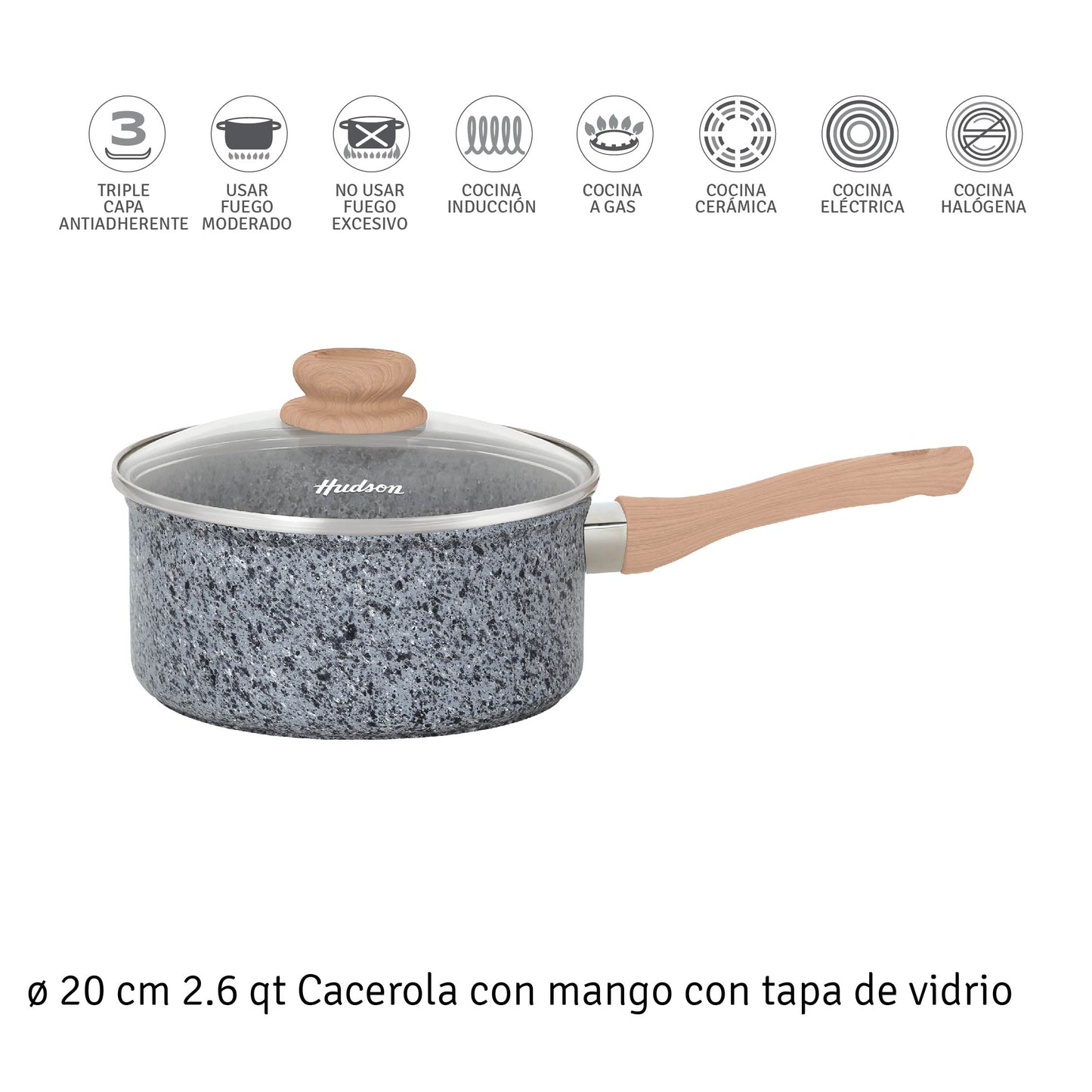 Cacerola Hudson Granito Stone Aluminio Forjado 20cm