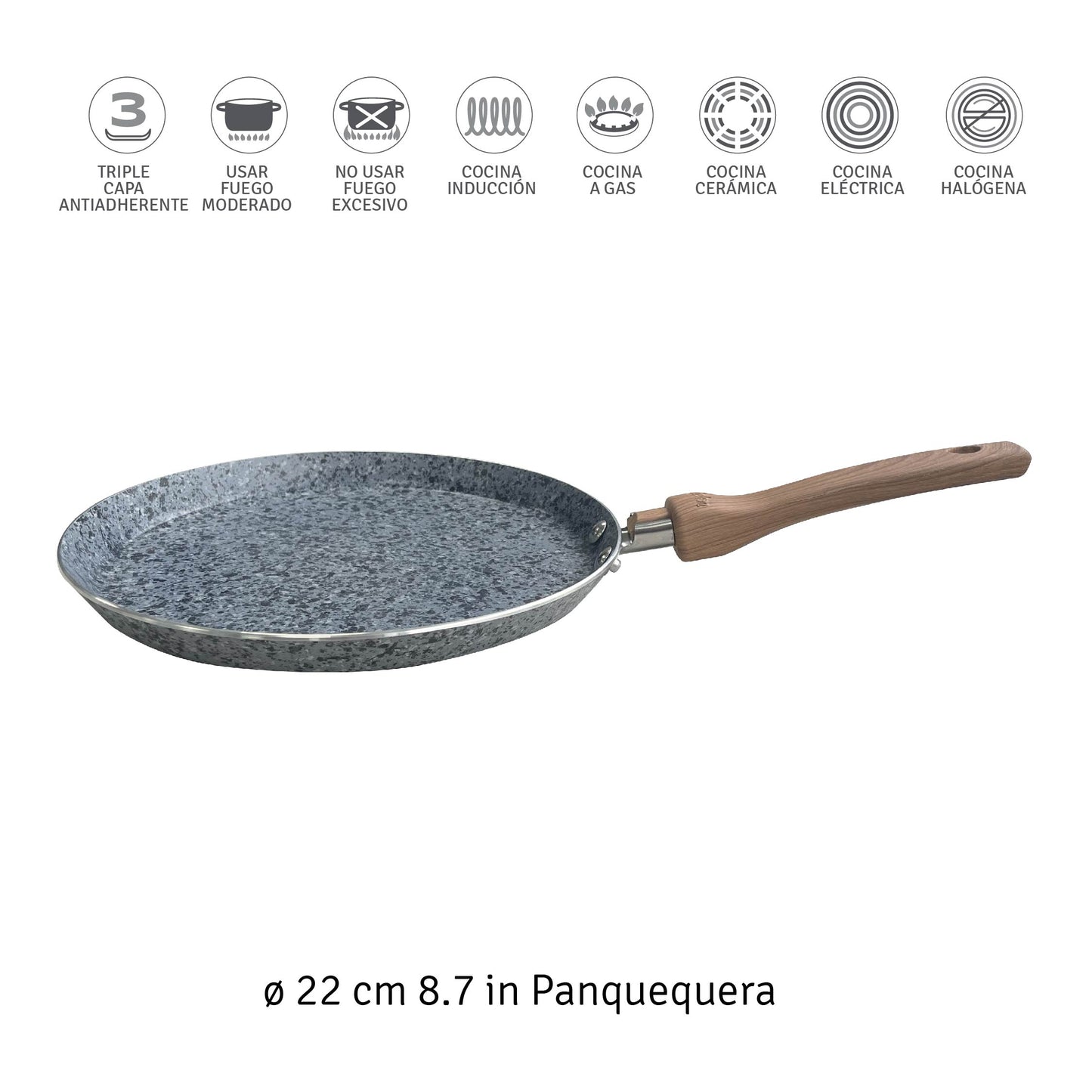 Sartén Panquequera De Aluminio Forjado 22 Cm Granito Stone
