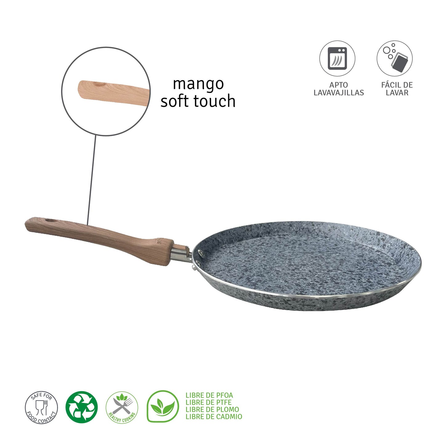 Sartén Panquequera De Aluminio Forjado 22 Cm Granito Stone