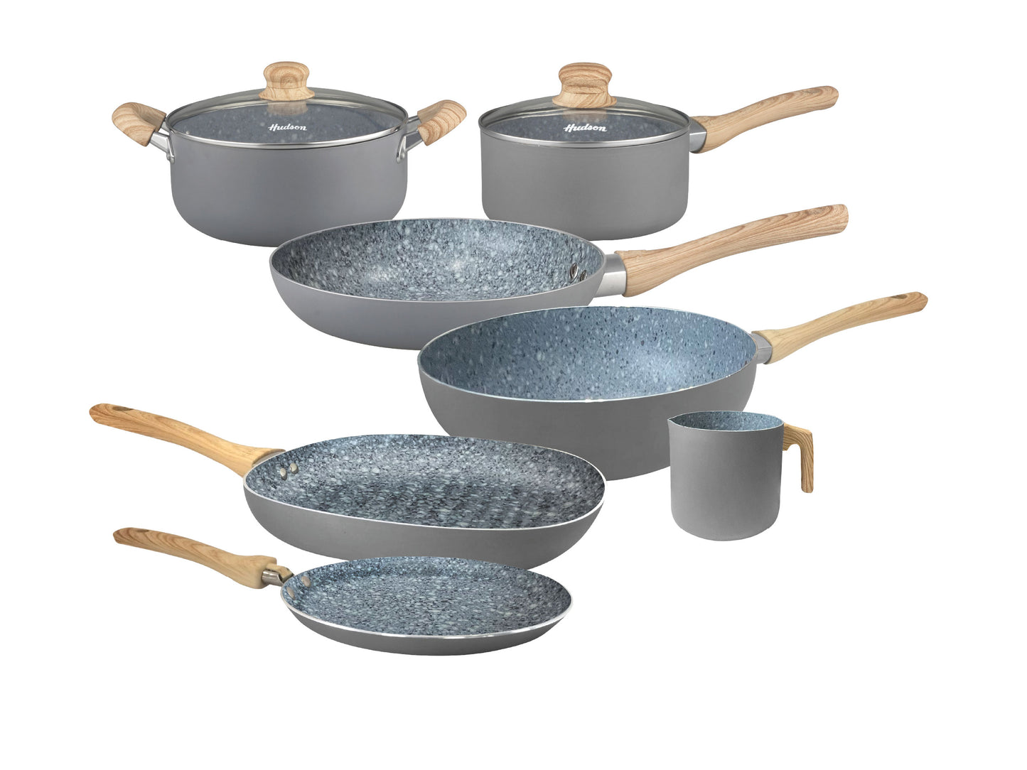Kit De Ollas Hudson + Bifera + Jarro + Panquequera + Wok