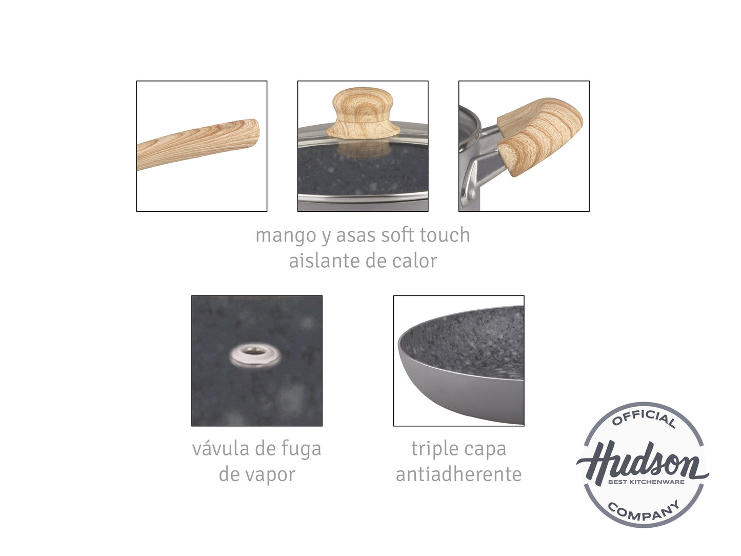 Kit De Ollas Hudson + Bifera + Jarro + Panquequera + Wok