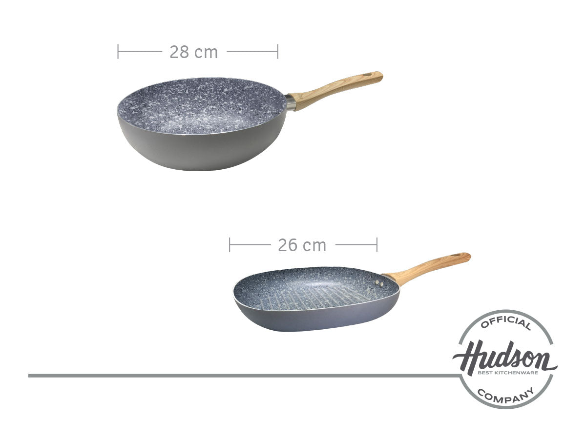 Kit De Ollas Hudson Granito + Sartén + Wok + Jarrito