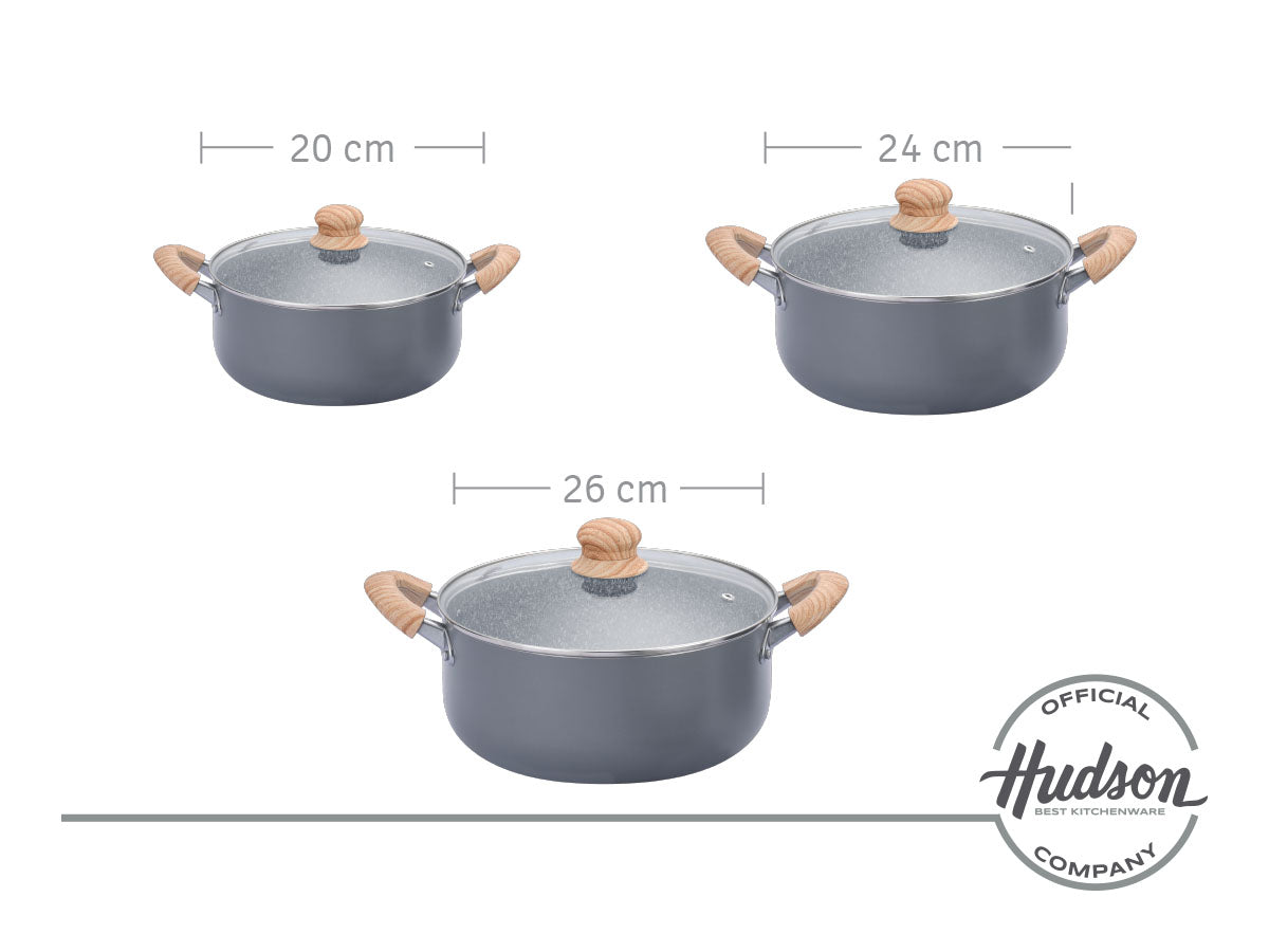 Kit Cacerolas Hudson Granito 20cm 24cm 26cm