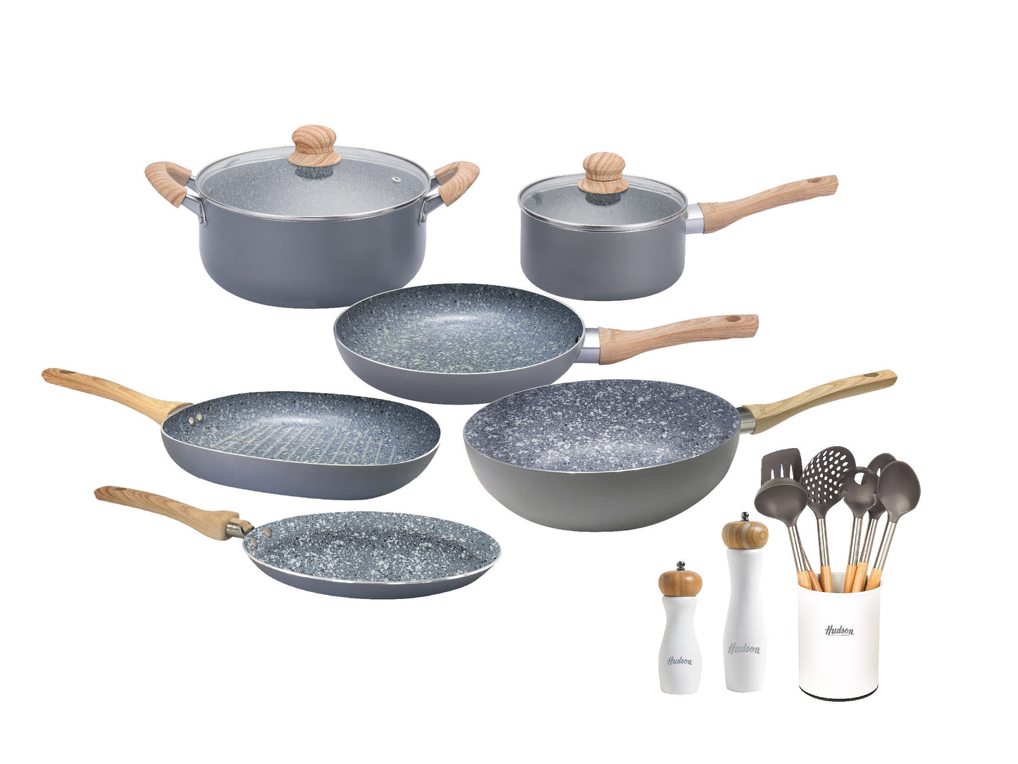 Set De Ollas Cocina Hudson Granito 10 Piezas Antiadherente