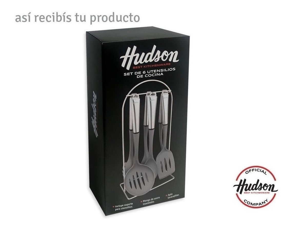 Set 6 Utensilios de Nylon y Acero c/ Organizador