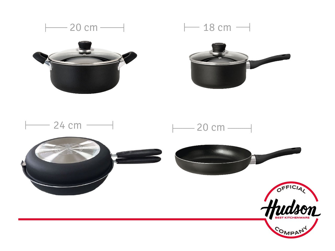 Set de Ollas y Sartenes Línea Aluminio Negro