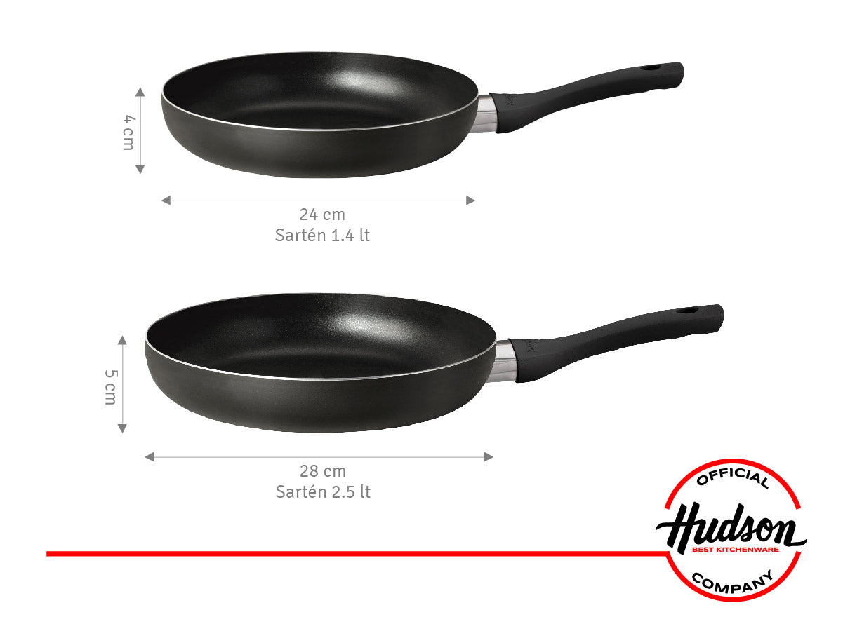 Set Sarten 22cm + Sarten 24cm + Sarten 26cm Hudson Aluminio