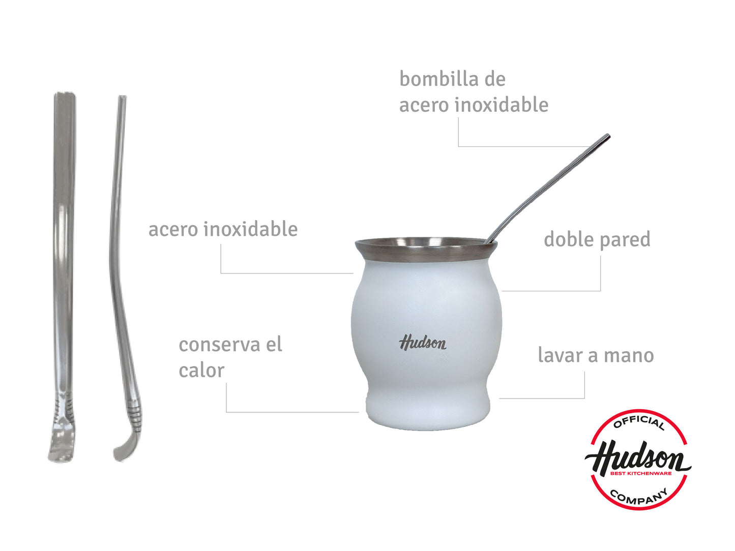 Termo 1 Litro + Mate Blanco