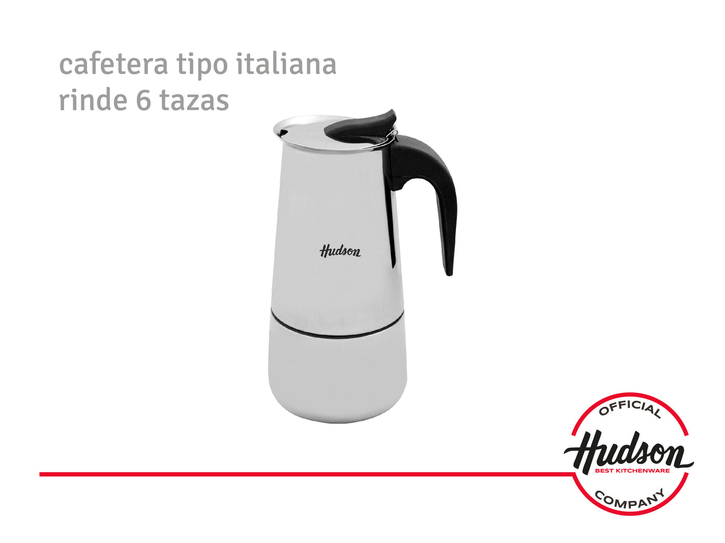 CAFETERA TIPO ITALIANA DE ACERO INOXIDABLE 6 TAZAS