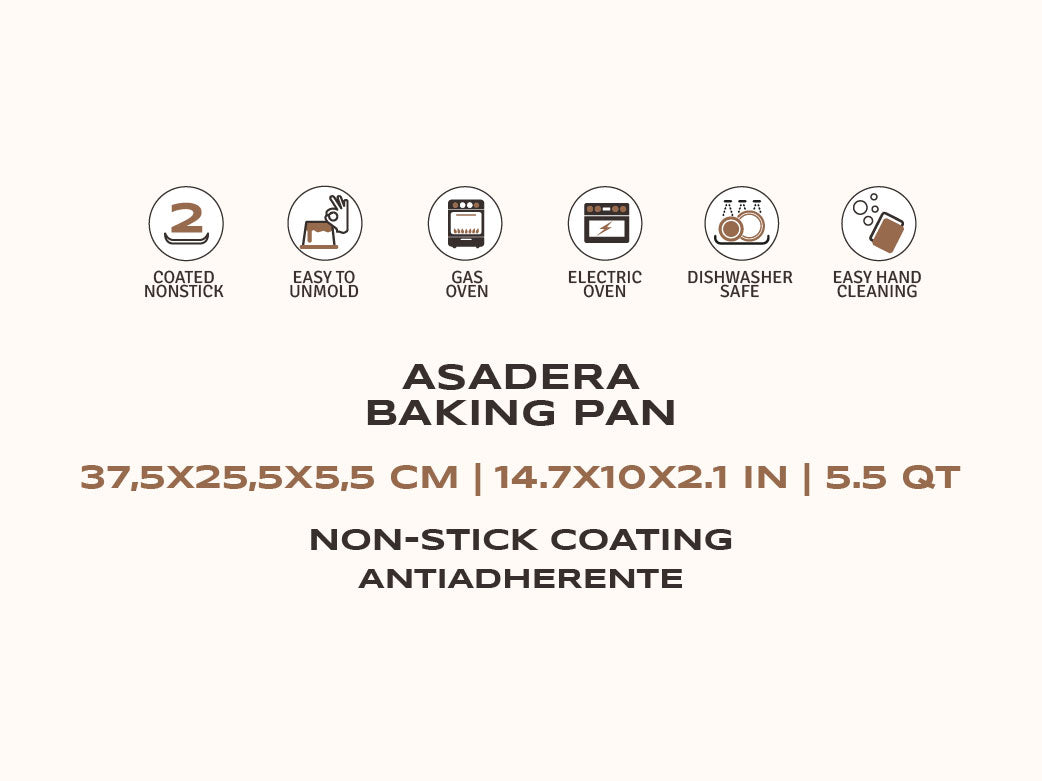 ASADERA RECTANGULAR ANTIADHERENTE 37.5 X 22.5 X 5.5 CM