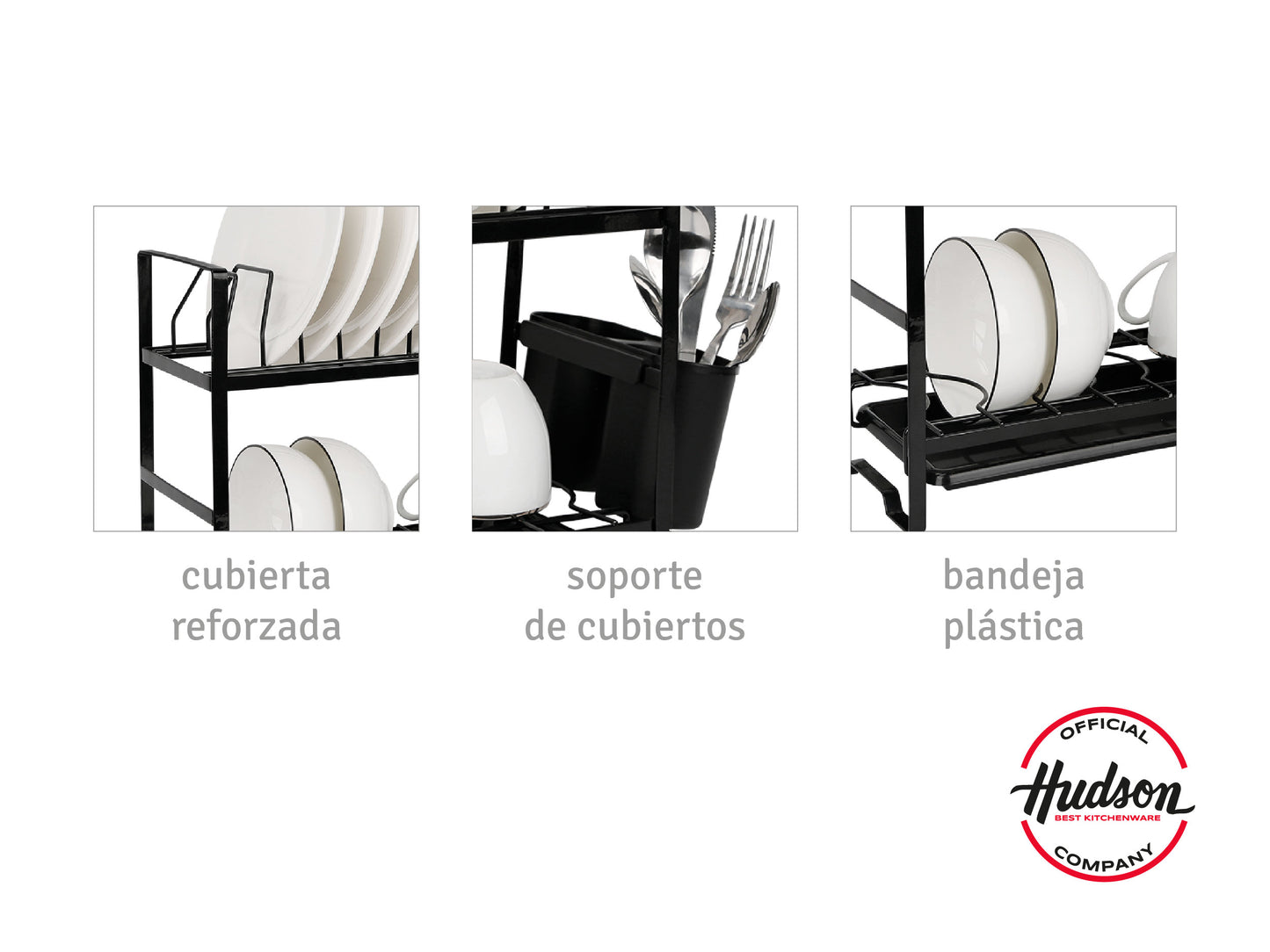 Escurridor De Platos Negro 2pisos Chico Linea Hudson Cocina