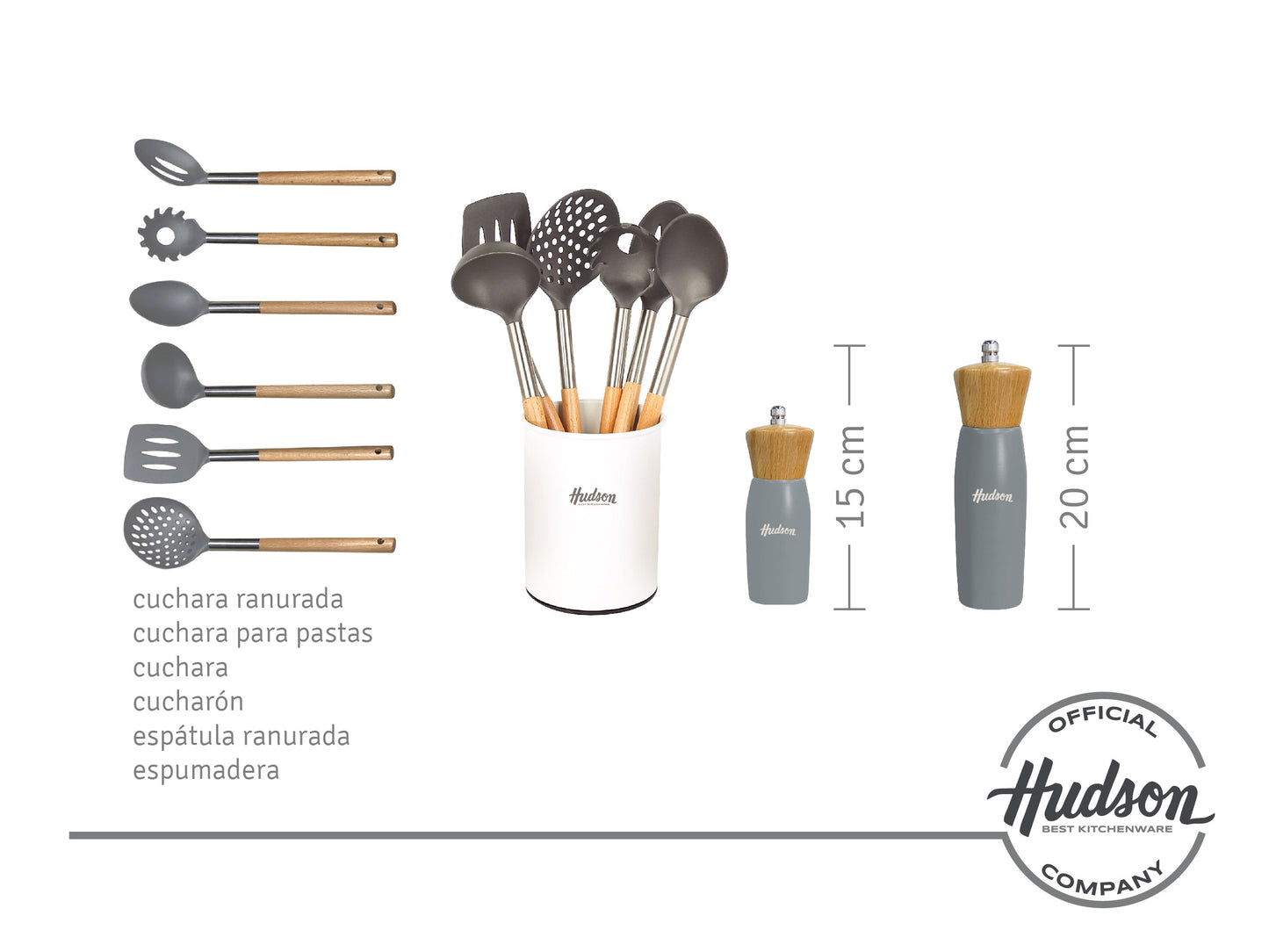 Set Granito Ollas + Sartén + Molinillos + Utensilios HUDSON