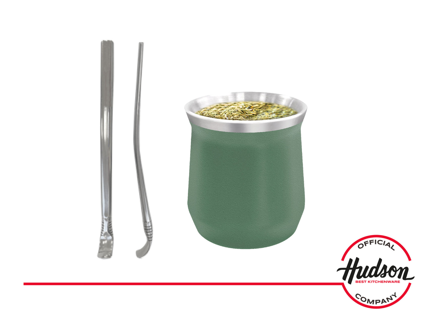 SET MATE ACERO INOX CON BOMBILLA VASO VERDE
