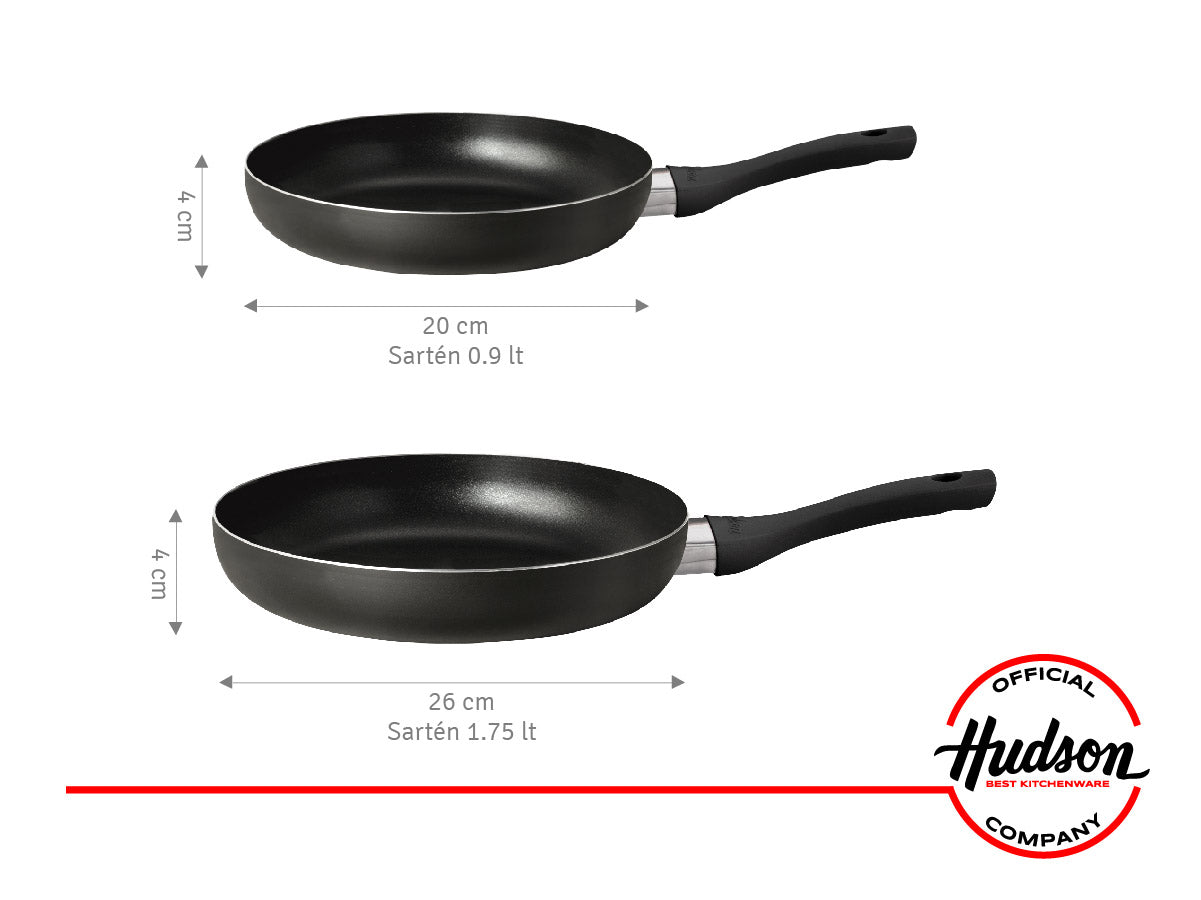 Set Sarten 22cm + Sarten 24cm + Sarten 26cm Hudson Aluminio