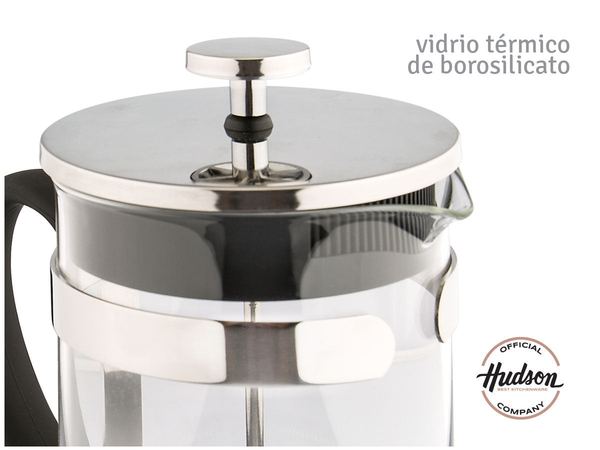 Cafetera Prensa Francesa Hudson Embolo 600 Ml Vidrio Y Acero