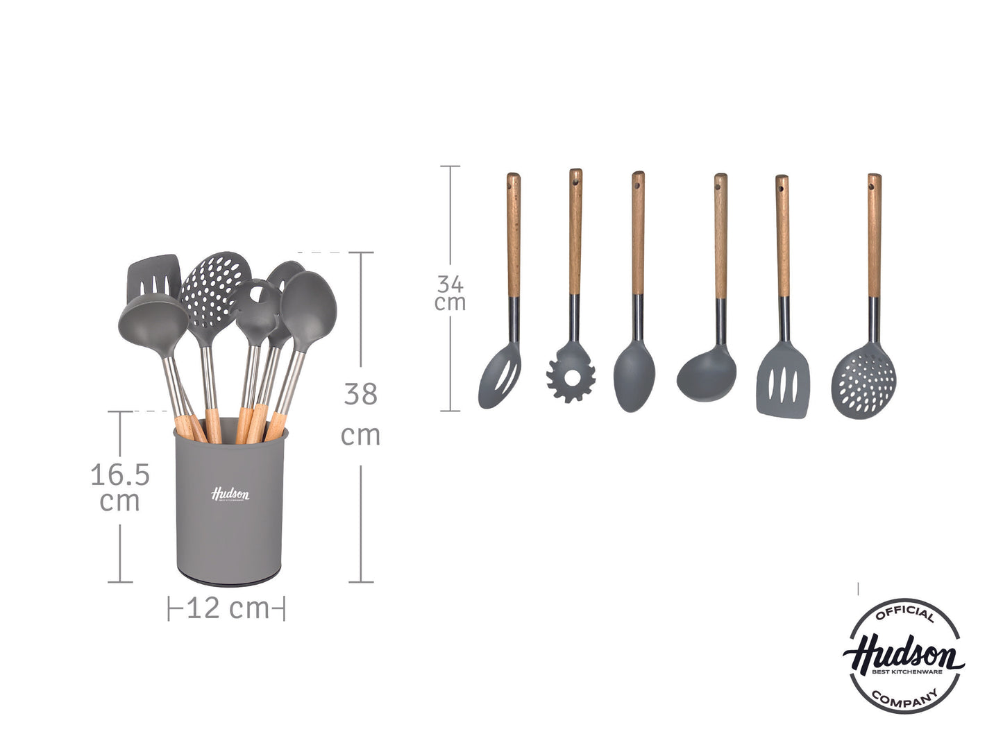Batería Granito de Aluminio 9 piezas + 2 Molinillos de madera + 6 Utencillos