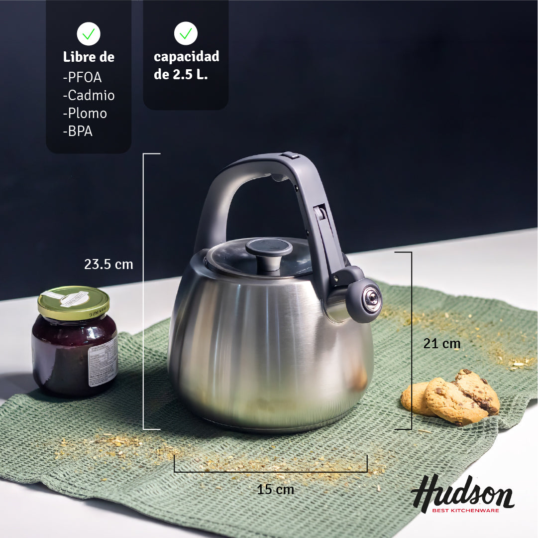 Caldera Plateada De 2.5l Acero Inoxidable