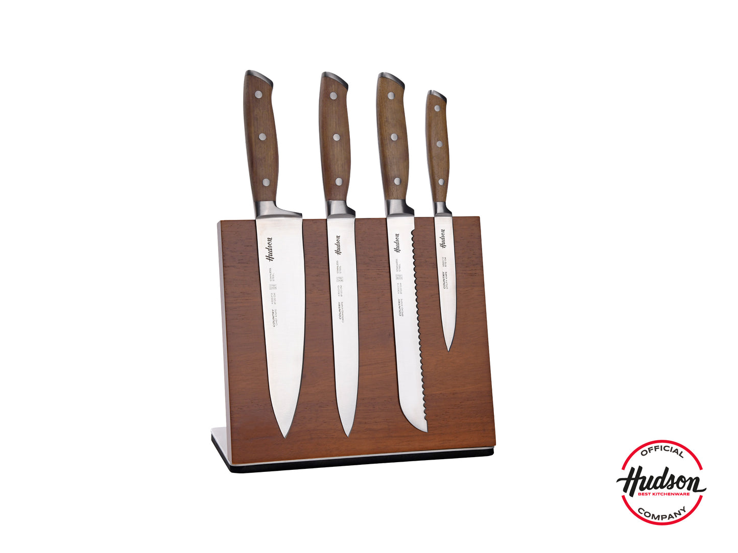 Set 4 Cuchillos Acero Inoxidable Y Mango De Madera