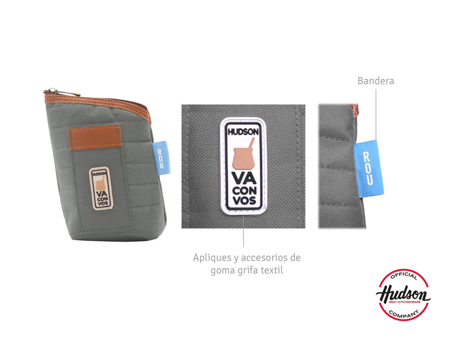 Yerbera Con Pico Vertedor Y Bolsillo Gris