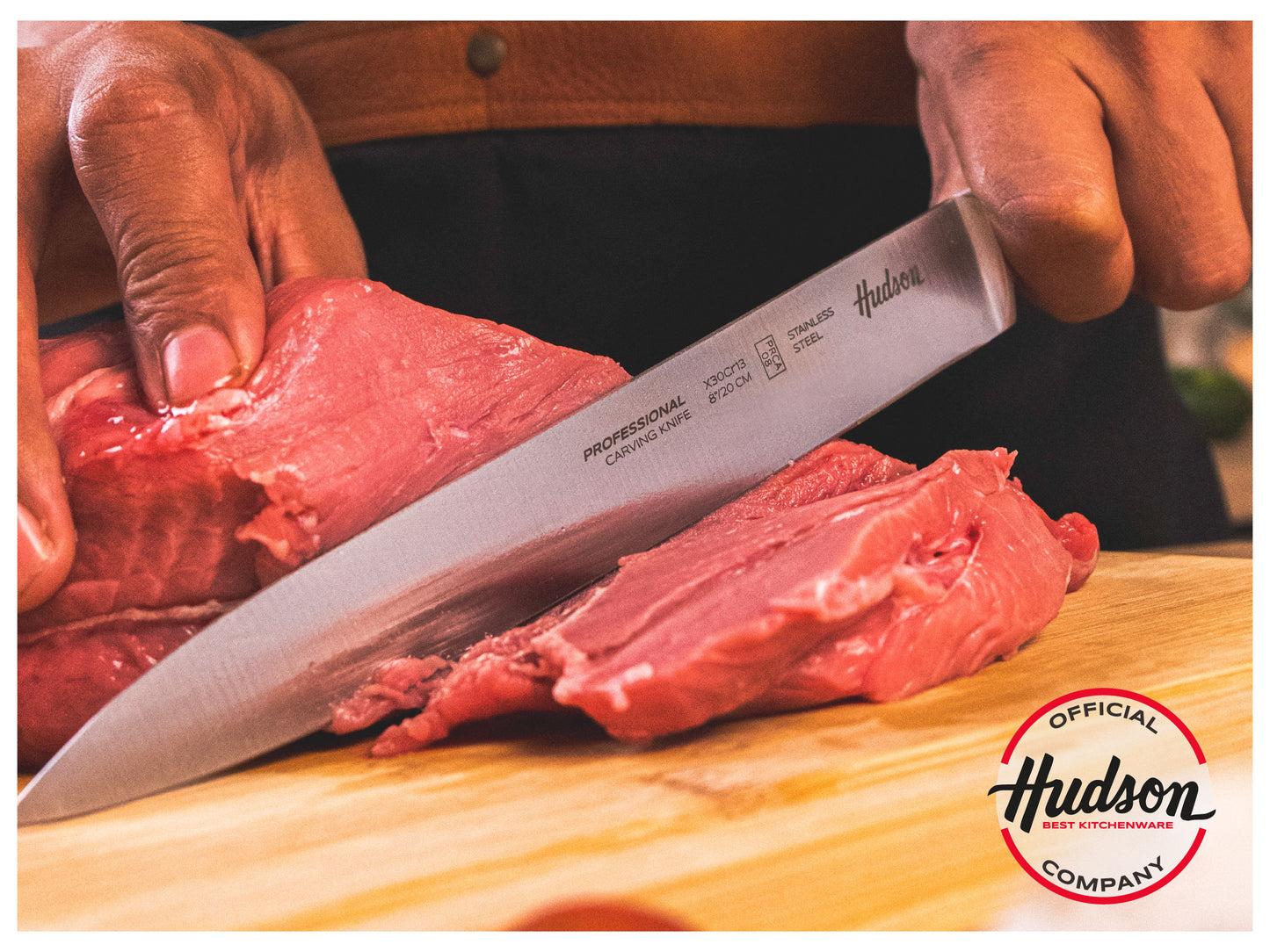 Set de Cuchillo Trinchador y Platos Bambú HUDSON