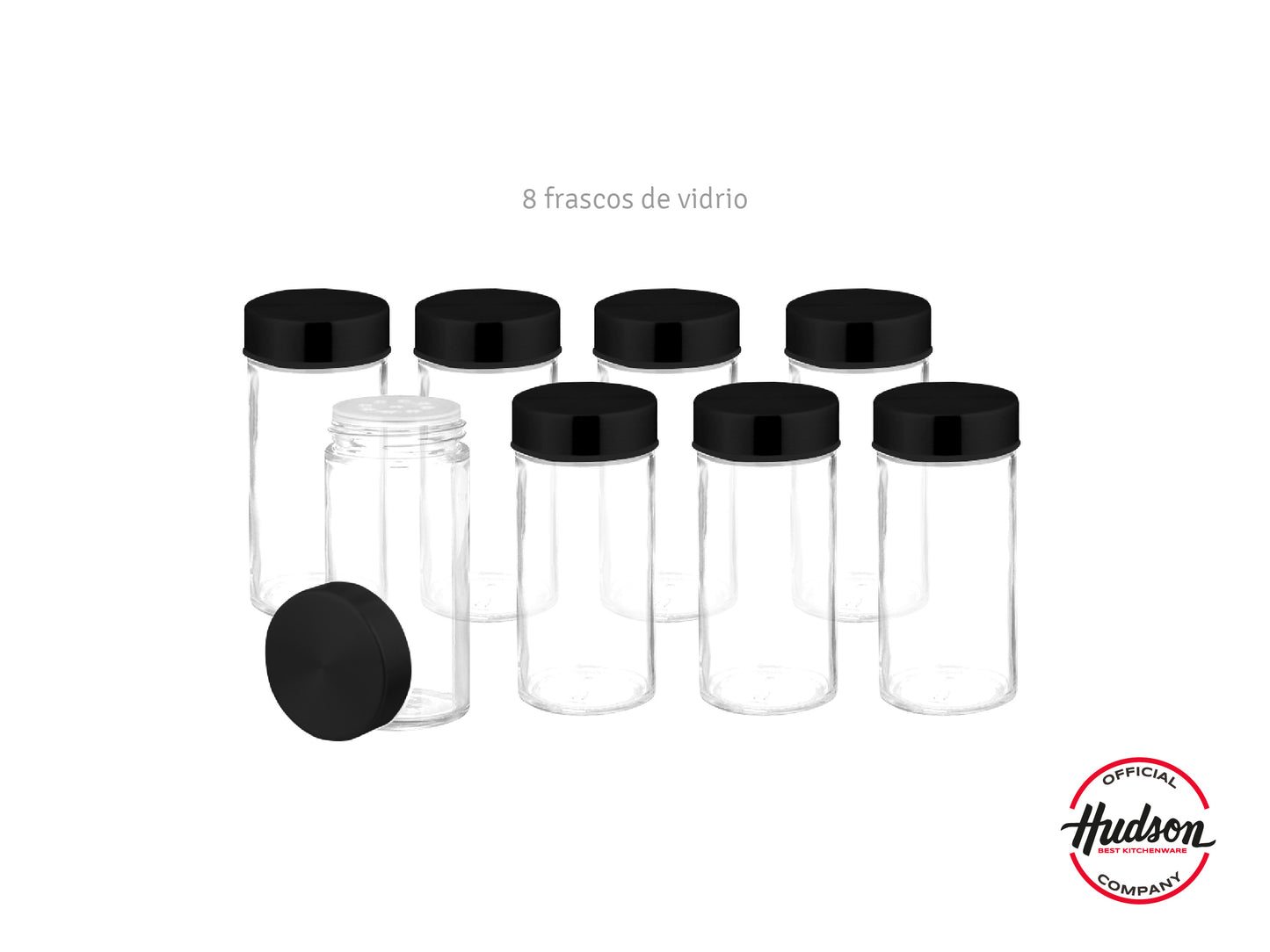 Especiero Giratorio De 8 Frascos Acero Inox Negro