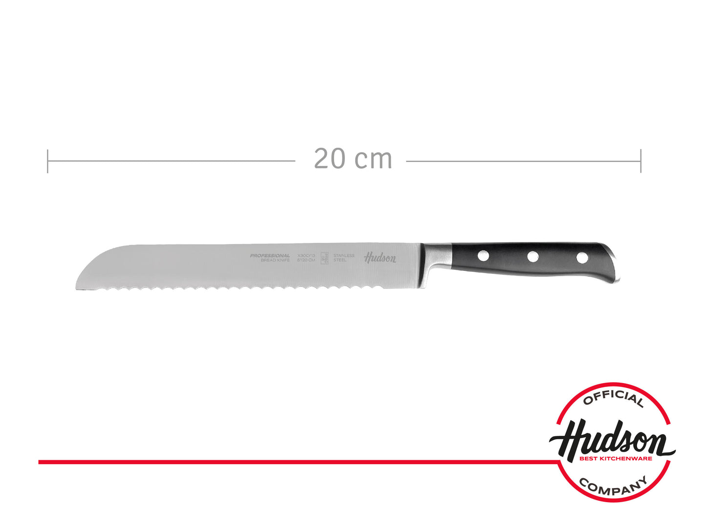 Cuchillo De Pan 8 Linea Hudson Acero Inoxidable Con Remache