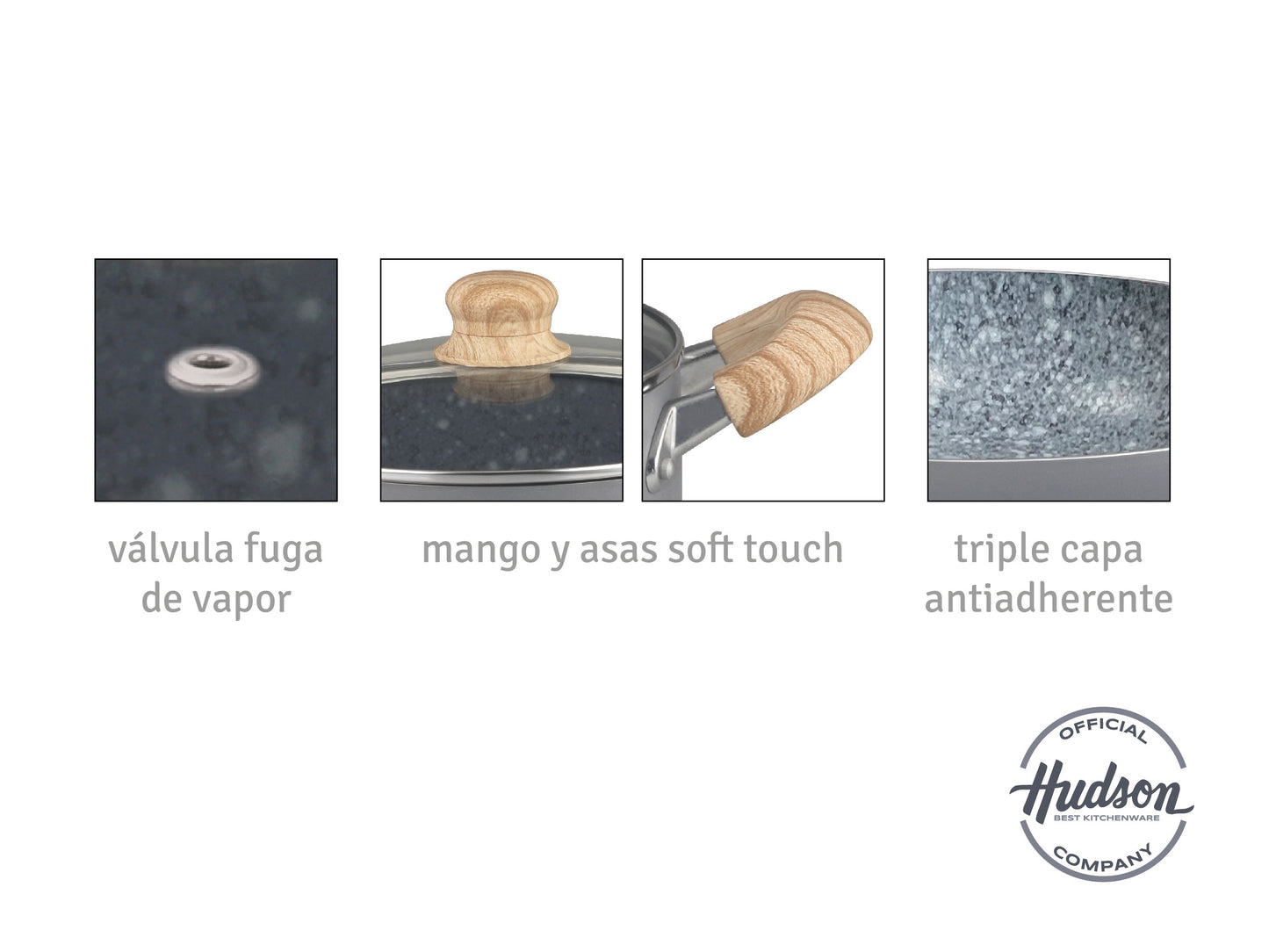 Kit Hudson Granito Olla Sarten Bifera Jarro Panquequera