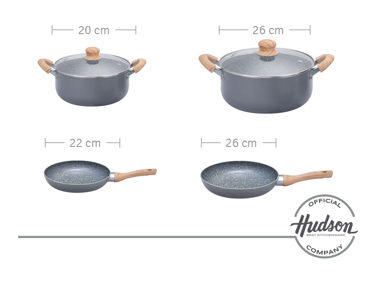 Kit Ollas Granito Hudson 20 Y 26cm + Sartenes 22 Y 26cm