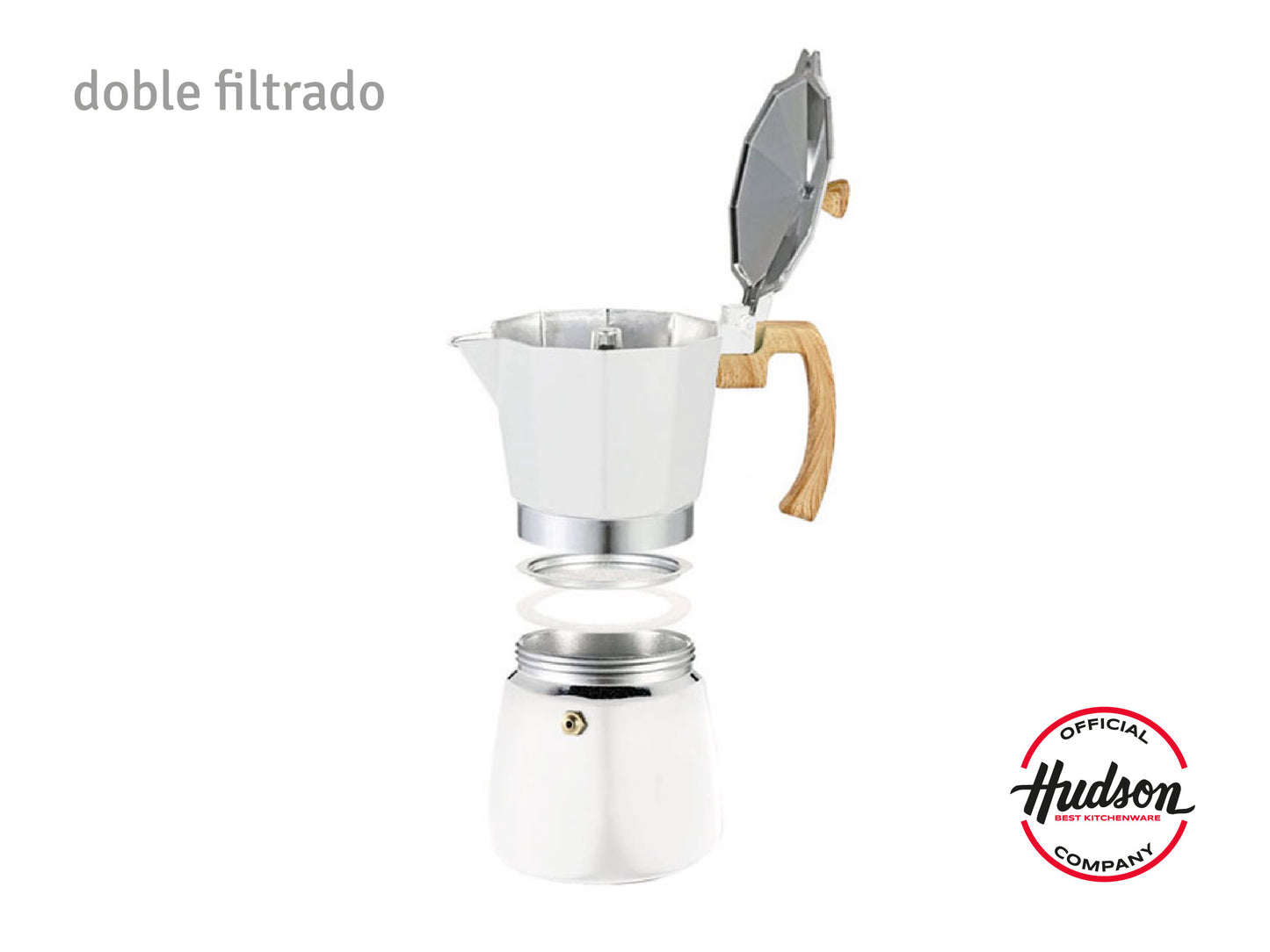 Set Cafetera Italiana Blanca + 2 Pocillos + Plato