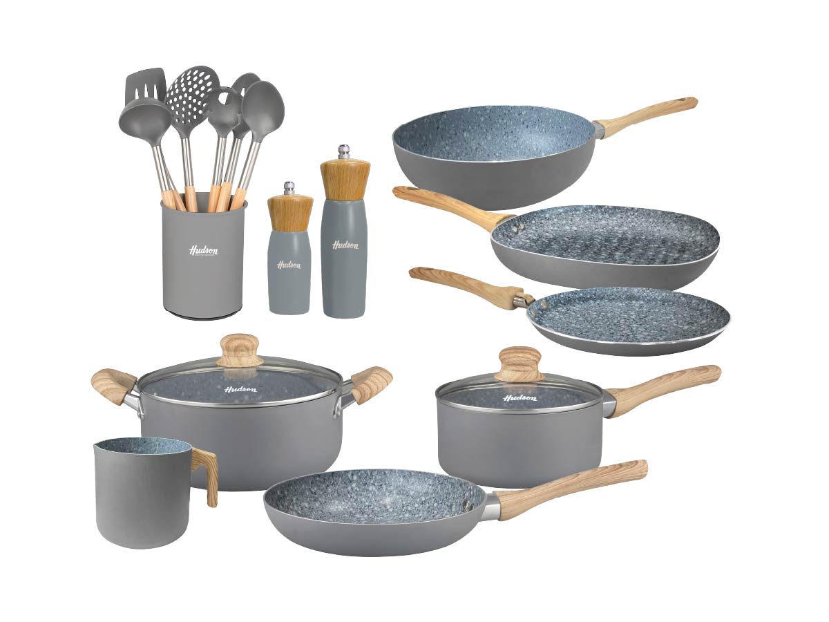 Kit Granito de 12 Piezas + Utensilios + Molinillos HUDSON
