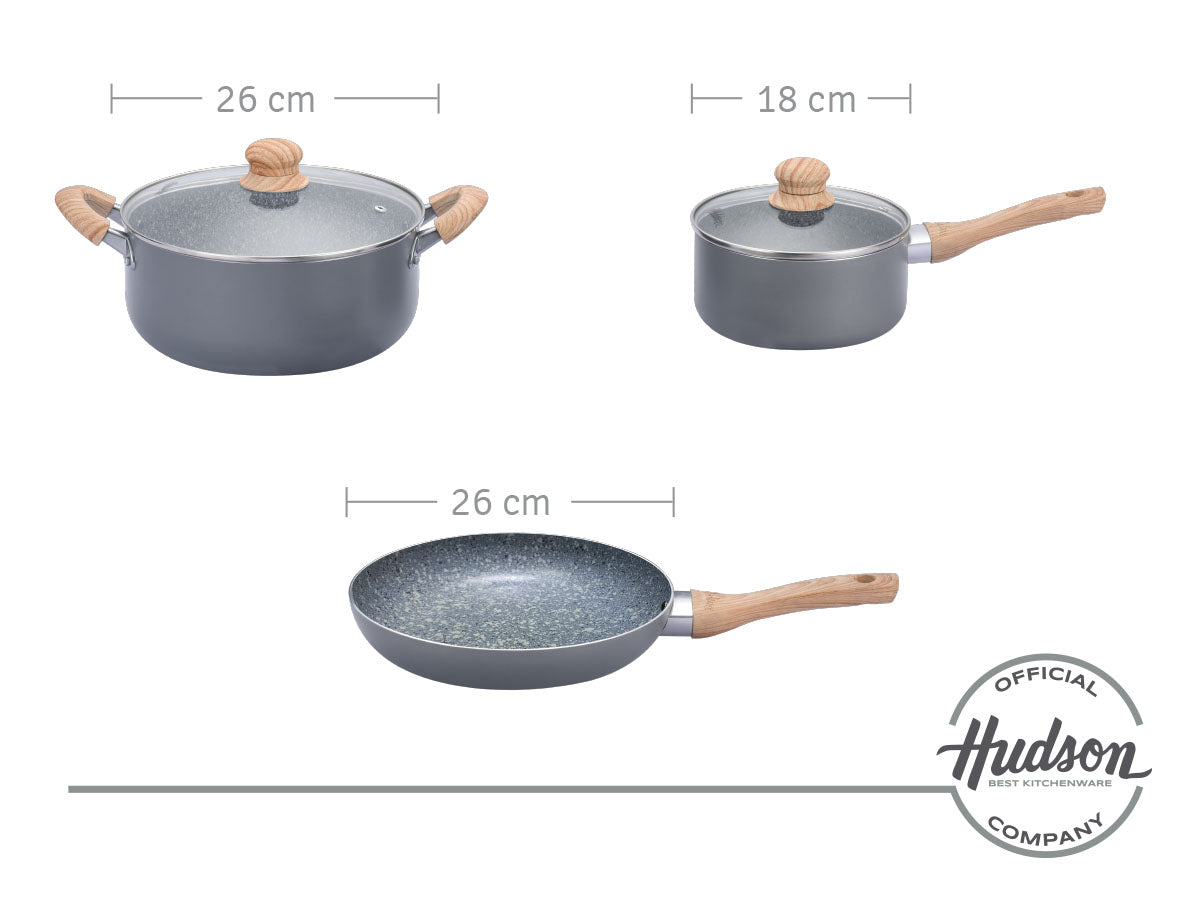 Kit De Ollas 18 Cm Y 26 Cm Granito Hudson + Sartén 26 Cm