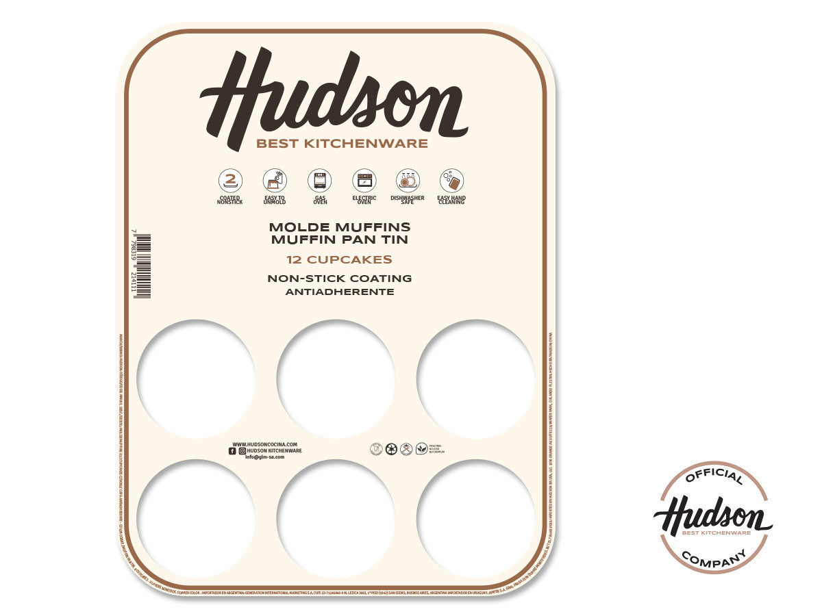 Molde X 12 Muffins Hudson Doble Antiadherente
