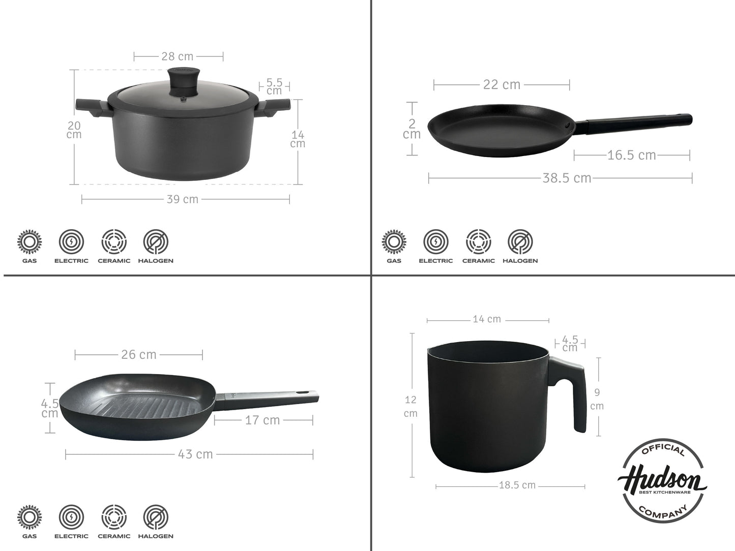 Batería Línea Daily 10 Piezas con Utensilios HUDSON