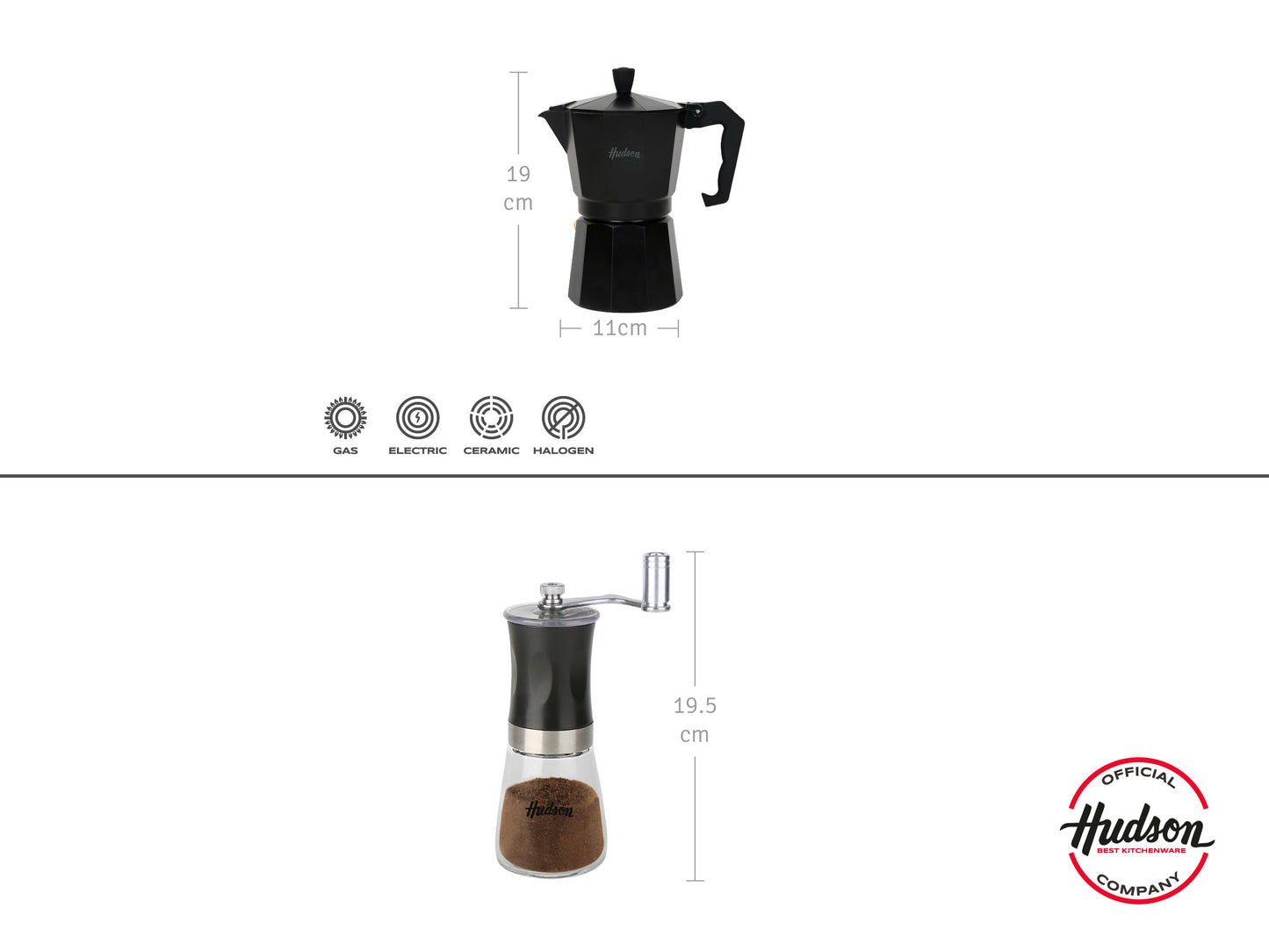 Set de Cafetera de 250ml y Molinillo de Café HUDSON