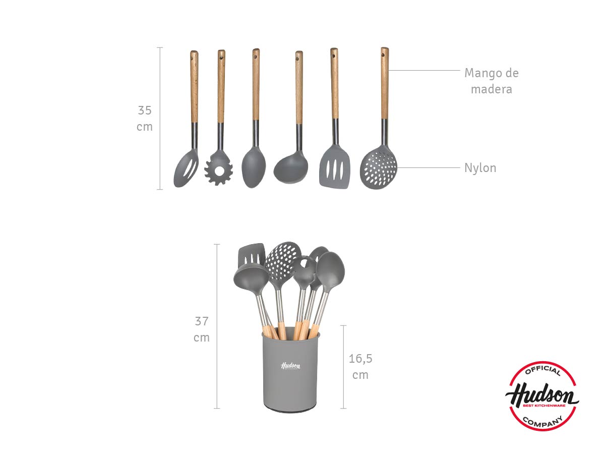Kit Granito de 12 Piezas + Utensilios + Molinillos HUDSON