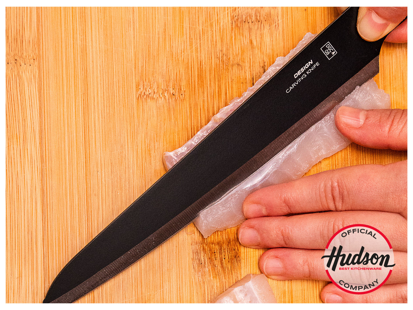 2 Platos Redondos Bambu 26 cm + Cuchillo Trinchador Acero Inoxidable